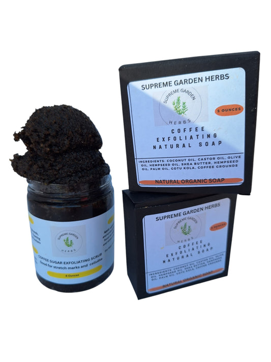 Coffee Grounds Cellulite Butt Scrub and Soap (2 bars of soap and 1 jar of scrub)
