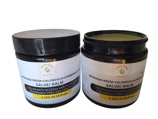 Moringa Neem Calendula Chamomile Salve/Balm. Relief for Eczema, dry skin and Psoriasis (pack of 2).