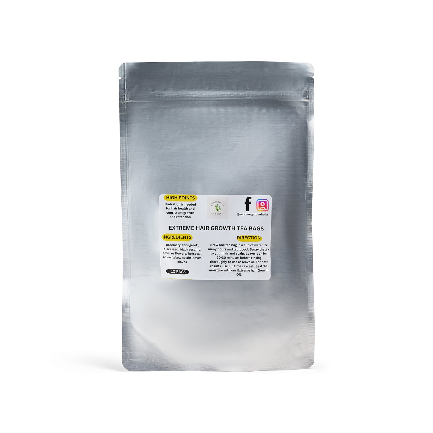 Extreme Hair Growth Herbal Tea Bags | Herbal Hair Rinse & Scalp Spray Blend | 10 Tea Bags