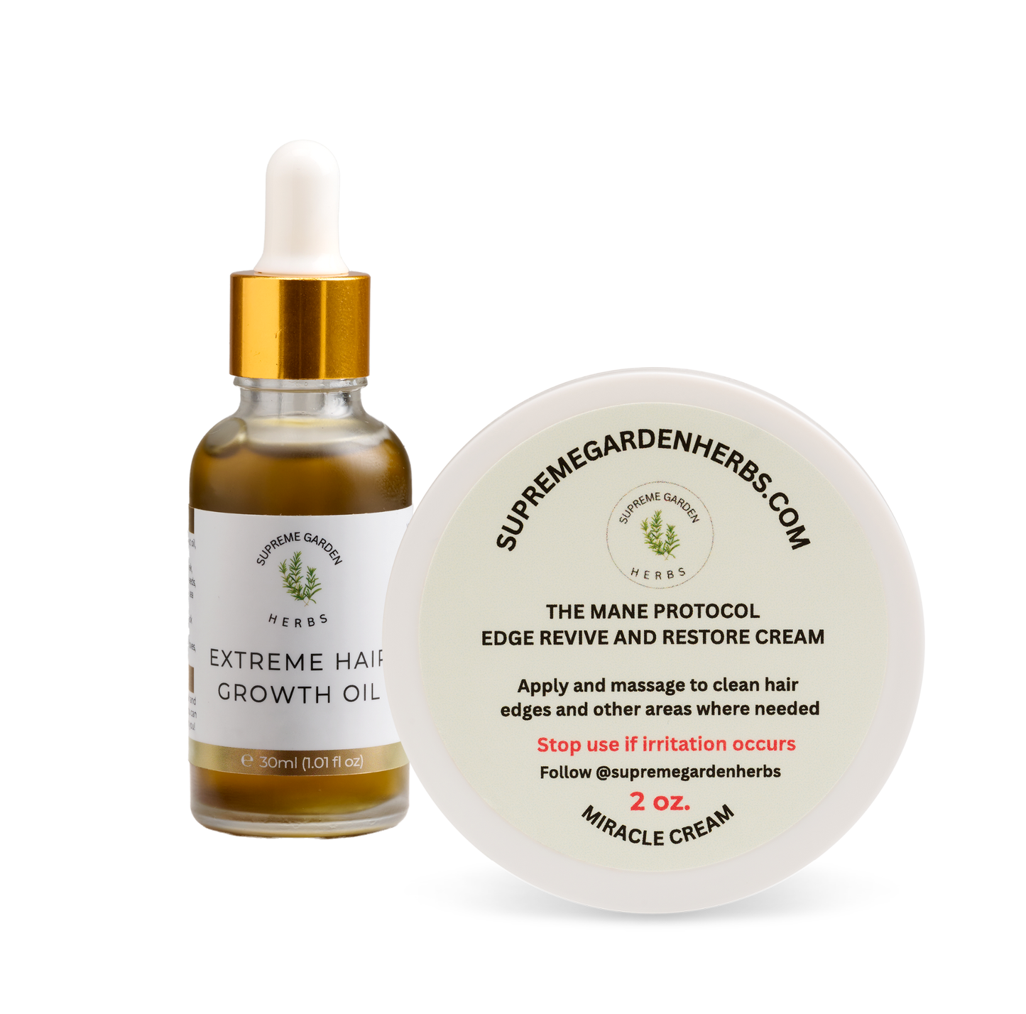 Edge Revive Cream & Extreme Hair Growth Oil Set | Herbal Hairline & Scalp Care Duo